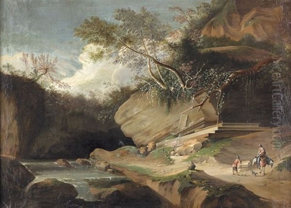 Flusslandschaft Mit Felsen Und Staffage - view 1