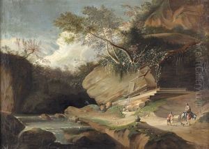 Flusslandschaft Mit Felsen Und Staffage by Adrian Ludwig Zingg