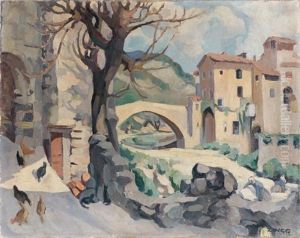Ruelle Animee De Village De Montagne, Hautes-alpes by Jules Emile Zingg