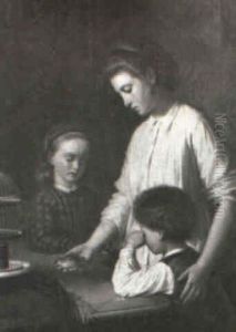 Children And Bird by Josef Zink