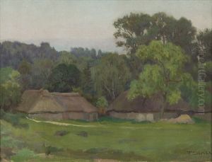 Landscape With Cottages by Teodor Ziomek