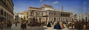 La Place San Francisco Et L'ayuntamiento De Seville by Achille Zo