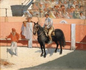 Scene De Tauromachie by Henri Achille Zo