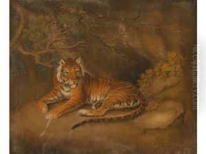 A Lion In A Rocky Landscape (+ Tiger; 2 Works After George Stubbs)