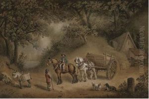 Figures With A Horse And Cart On A Track