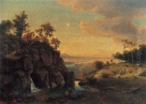 Abendstimmung Uber Idealisierter Landschaft