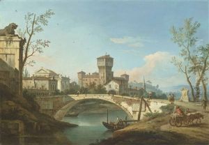 A Capriccio Of A Town With A Bridge Over A River, A Castle And A Villa Beyond