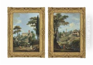 The Castello Di Rota, Near The Lake Of Bracciano, Seen From The Path Leading To The Entrance; And The Castello Di Rota, Seen From Behind by Giuseppe Zocchi