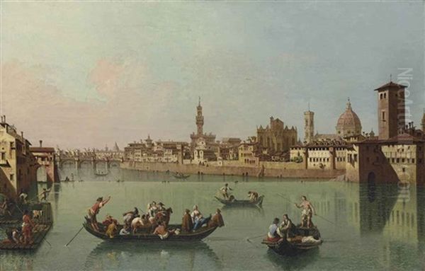 Florence, A View Of The Arno From The Porta San Niccolo - view 1