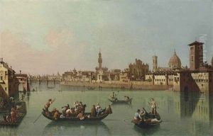 Florence, A View Of The Arno From The Porta San Niccolo by Giuseppe Zocchi