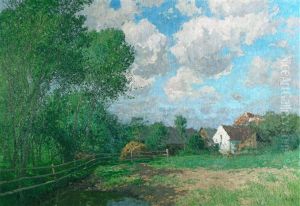 Landschaft Mit Figuren Bei Einem Reiterstandbild