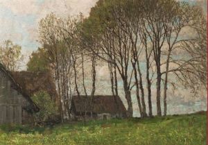 Landschaft Mit Figuren Bei Einem Reiterstandbild by Alfred Zoff