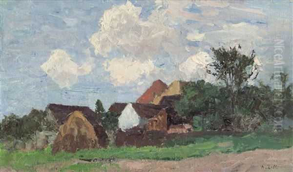 Landschaft Mit Figuren Bei Einem Reiterstandbild - view 1