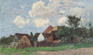Landschaft Mit Figuren Bei Einem Reiterstandbild by Alfred Zoff