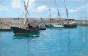 In Krems. Am Hafendamm [the Landing Pier In Krems] by Alfred Zoff