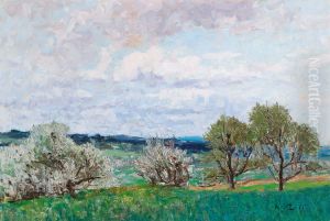 Blossoming Trees In Deutschlandsberg by Alfred Zoff