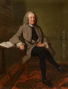 Portrait Of A Naturalist Seated At His Desk, Wearing A Brown Coat, Black Breeches And Holding A Geological Specimen