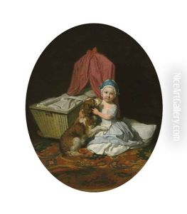 Portrait Of Hester Maria Thrale, Queeney (1764-1857), As A Child, Full-length, In A Blue Checked Dress And White Apron, And A Blue Pudding Hat...