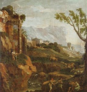 Paesaggio Roccioso Con Figure by Giuseppe Zola