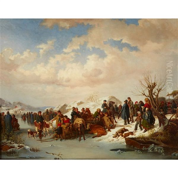Villagers Gathering, Winter - view 1