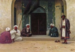 At The Door To The Mosque by Richard Karlovich Zommer