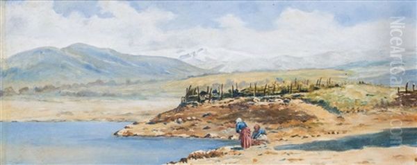 Armenisches Hochland Mit Zwei Frauen Am Flus - view 1