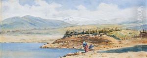 Armenisches Hochland Mit Zwei Frauen Am Flus Armenisches Hochland Mit Zwei Frauen Am Flus