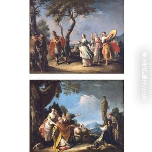 The Meeting Of Jephthah And His Daughter (+ Solomon Sacrificing To Ashtoreth; Pair) by Gaetano Zompini