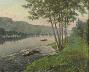 On A River In Summer by Jacob Abraham (Jacques) Zon