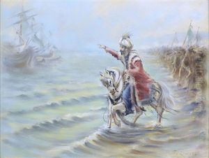 Il Sultano Mehmet Detto Il Conquistatore Sul Suo Cavallo Bianco by Fausto Zonaro