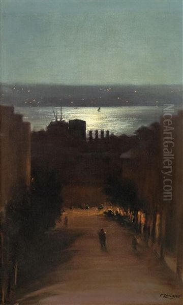 View Of Besiktas From The Artist's House At Night - view 1