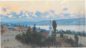 Sunset Over Macka Over The Bosporus by Fausto Zonaro