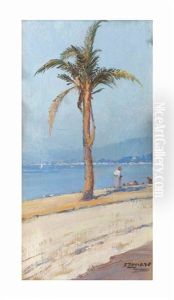 Una Palma Sulla Costa Azzura by Fausto Zonaro
