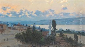 Sunset Over Macka On The Bosporus by Fausto Zonaro