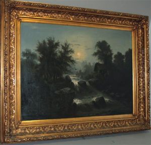 Flusslandschaft Bei Mondschein
