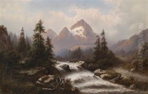 Gebirgige Flusslandschaft by Julius Zopf
