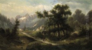 Gebirgslandschaft Mit Figurlicher Staffage Gebirgslandschaft Mit Figurlicher Staffage