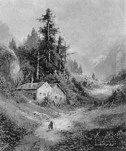 Weg Im Gebirge Mit Gehoft Und Staffagen by Karl (Carl) Zopf
