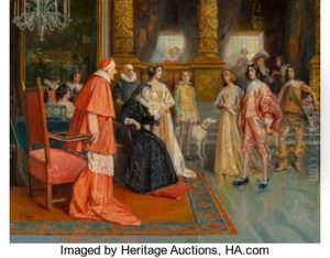 Meeting Of William Ii Of Orange And Mary Stuart, Princess Royal With Marie De Medici by Antonio Zoppi