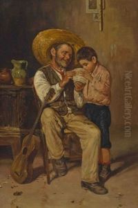 Alter Musiker Mit Knabe by Antonio Zoppi