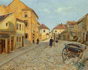 Eine Breite, Von Hausern Flankierte Strase Vor Blauem Himmel