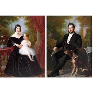 Bildnis Eines Ehepaares. Gegenstucke by Fritz Zuber-Buehler