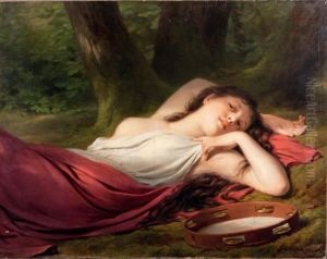 Femme Alanguie Au Tambourin by Fritz Zuber-Buehler