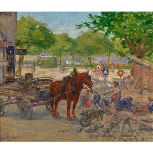 Strassenarbeiter In Genf by Lorand (Roland) Zubriczky