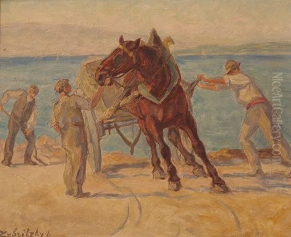 Travail Des Hommes Et Cheval Aux Champs - view 1