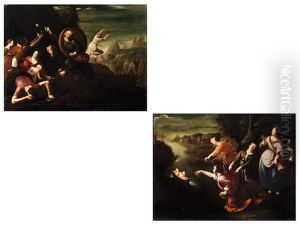 Die Auffindung Des Mosesknaben Durch Die Pharaonentochter (+ Moses Schlagt Wasser Aus Dem Felsen; Pair) by Federico Zuccaro