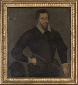 Portrait Of A Gentleman (sir Maximisian Norris?) In Armour, His Hand On The Hilt Of His Sword by Federico Zuccaro