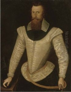 Portrait Of A Gentleman (henry Stuart, Lord Darnley?) In A White Doublet, Holding A Sword And Helmet