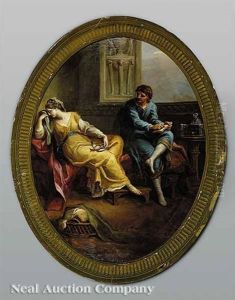 Virgil Reading The Aeneid To Augustus And Octavia (+ A Classical Scene With A Young Man And Young Woman Mourning The Death Of A Songbird; Pair)