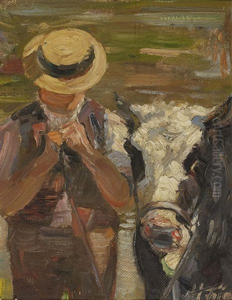 Shepherd Boy With Young Cattle - view 1